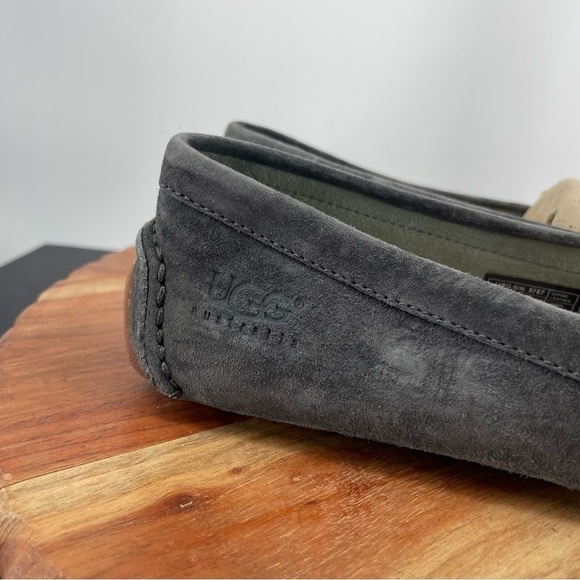 UGG | Retreat gray Sherpa Lined Suede Leather Loafers Moccasin 5767 Women's 5.5 - Picture 4 of 7